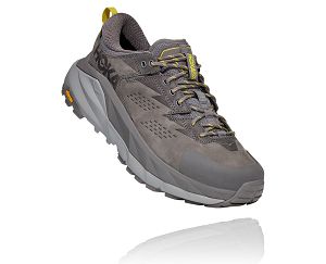 Hoka One One Kaha Low GORE-TEX Mens Trail Running Shoes Charcoal Gray/Green Sheen | AU-9738650